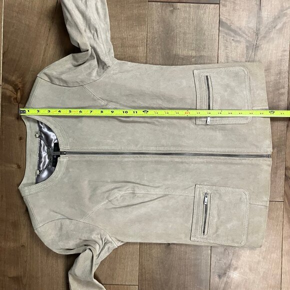 Dennis by Dennis Basso Women’s Size XS Beige Taupe Leather Jacket Full Zip NWT! - Picture 9 of 12